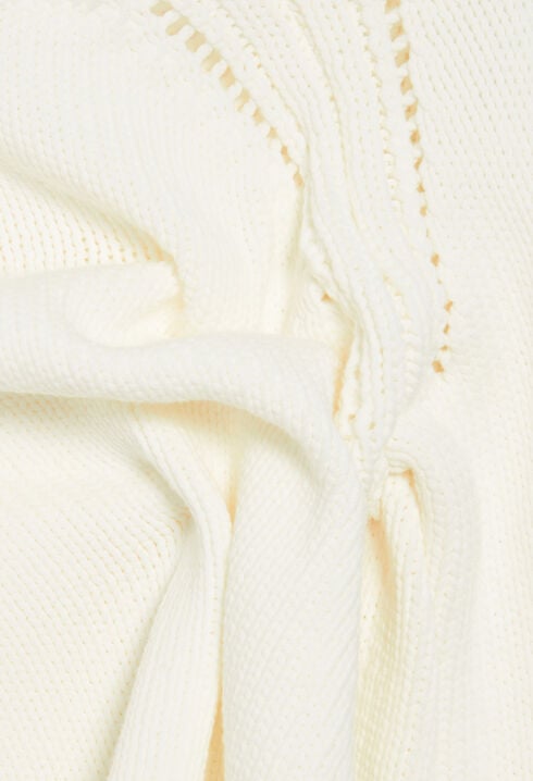 Strickpullover mit Stickereien Ecru