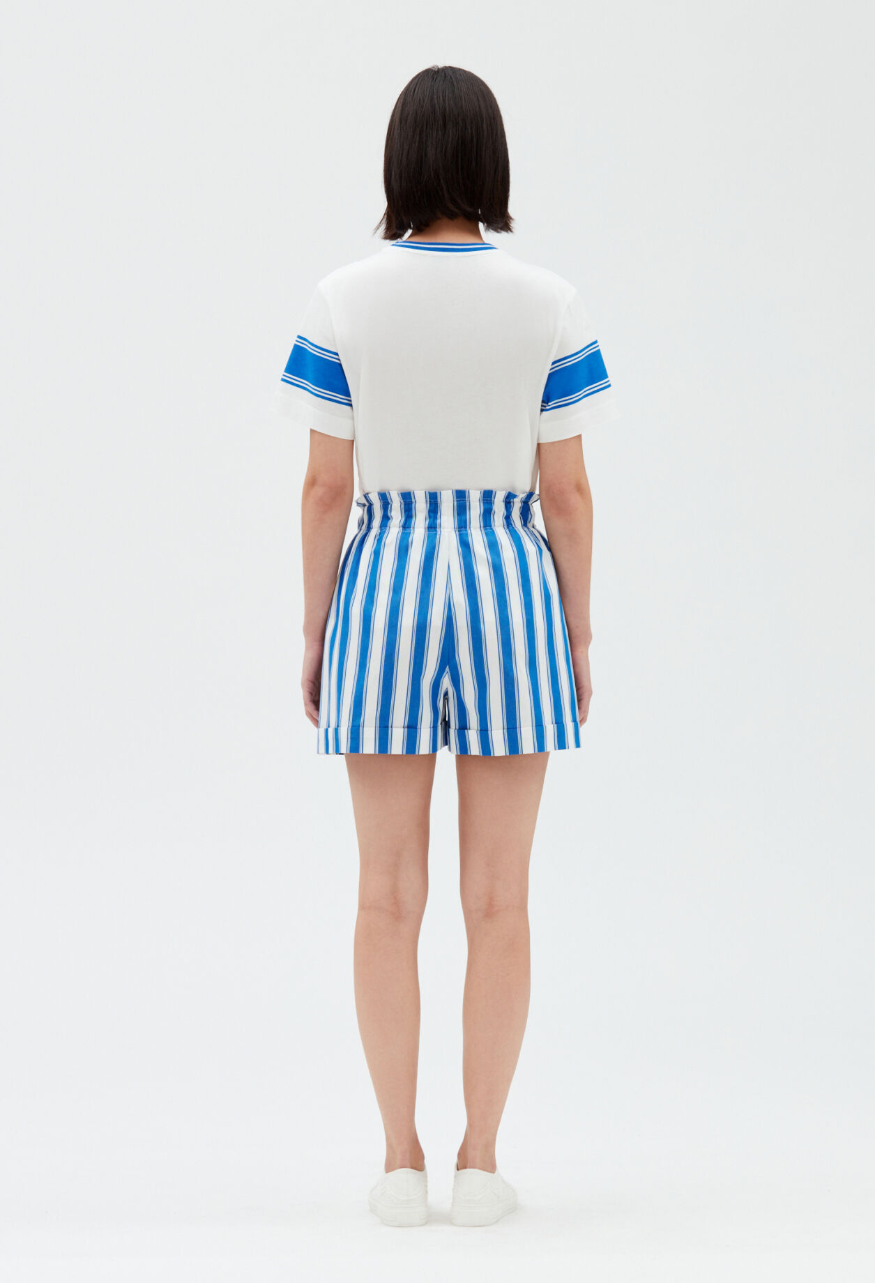 Baumwoll-Shorts mit Streifen-Design blau