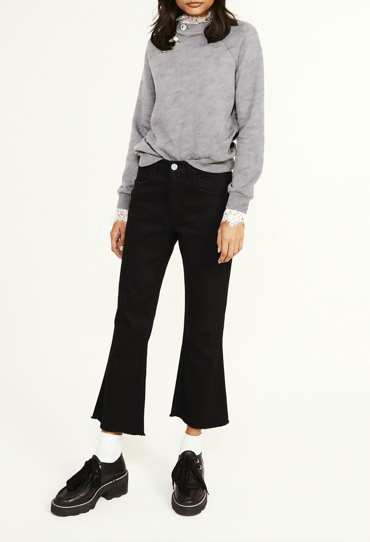 Sweatshirt Grau, viktorianischer Kragen