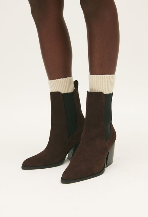 Schokoladenbraune Wildleder-Stiefeletten