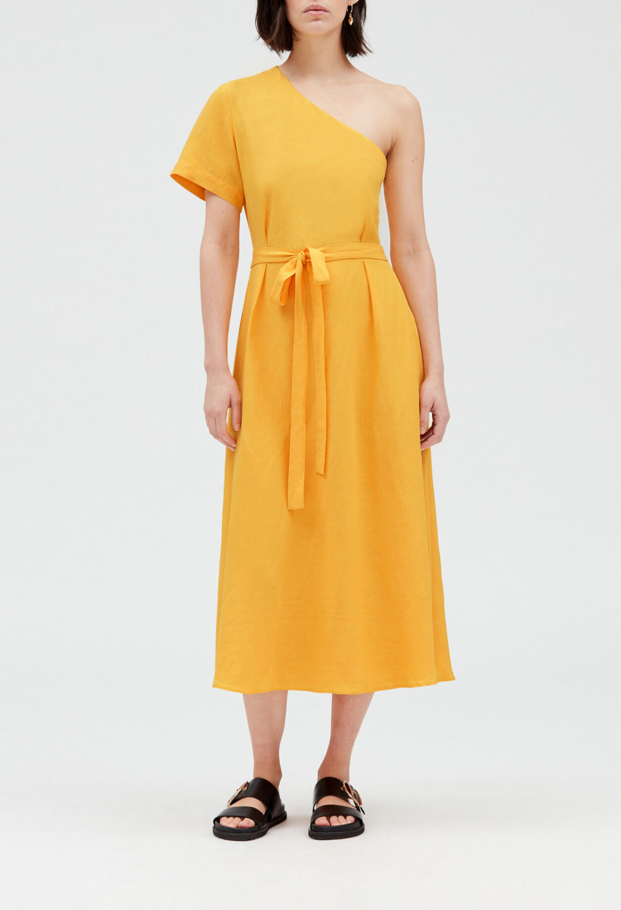 Asymmetrisches Midikleid, gelb