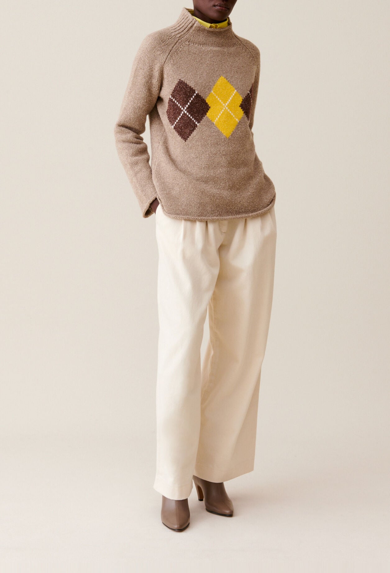 Oversized Pulli mit Kragenmuster