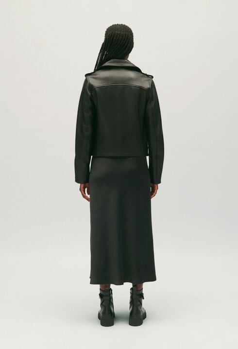 Jacke aus schwarzem Glattleder