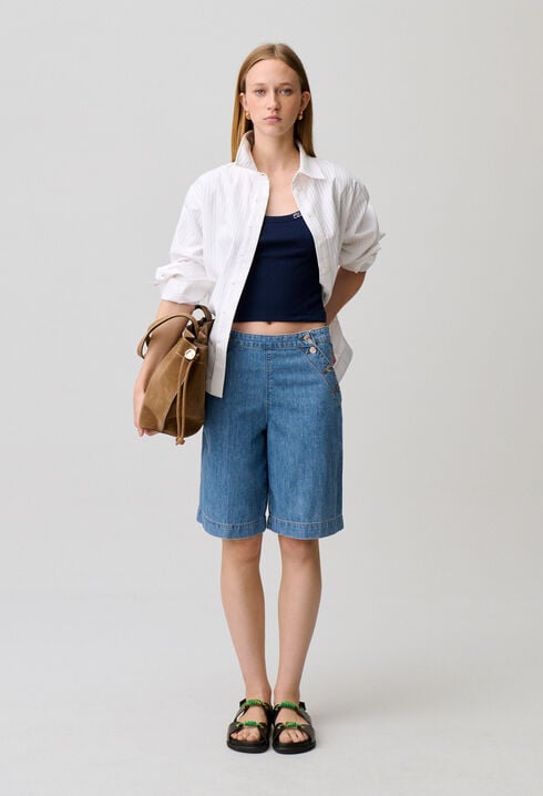 Denim-Shorts mit Matrosenlatz