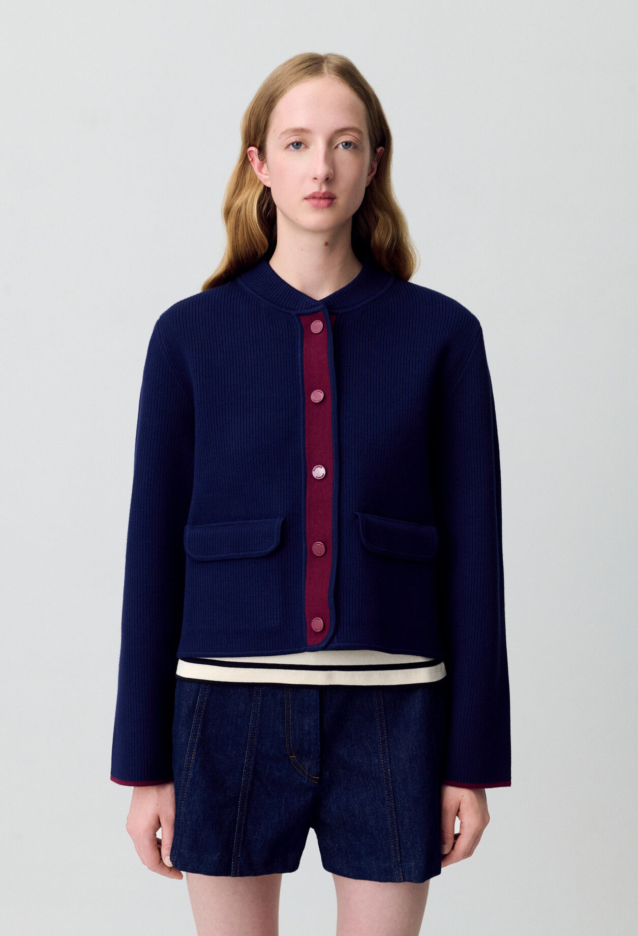 Zweifarbiger, dicker Cardigan