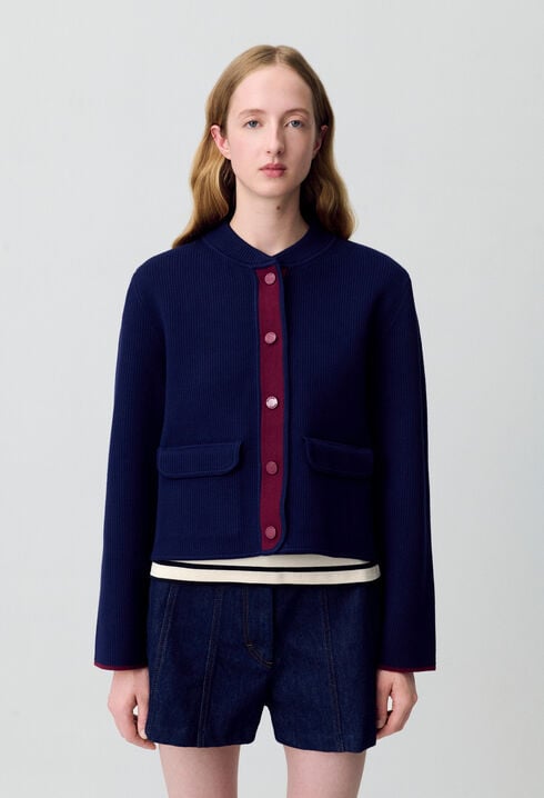 Zweifarbiger, dicker Cardigan
