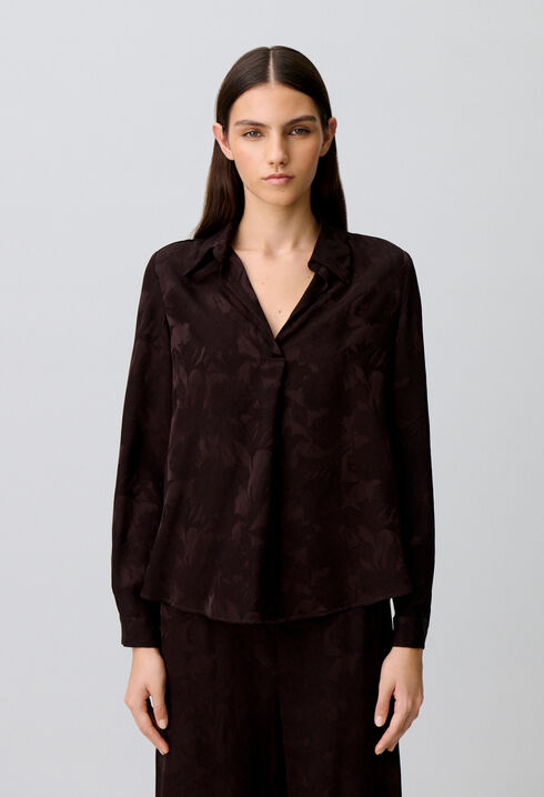 Gerade florale Jacquard-Bluse