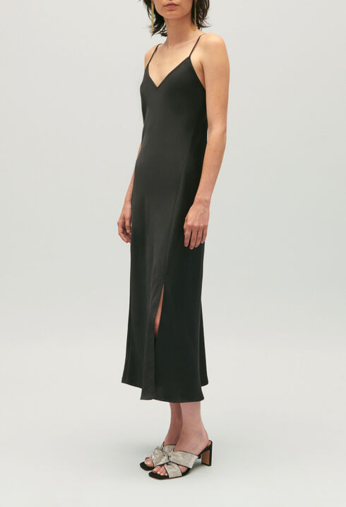 Midi-Negligé-Kleid schwarz 
