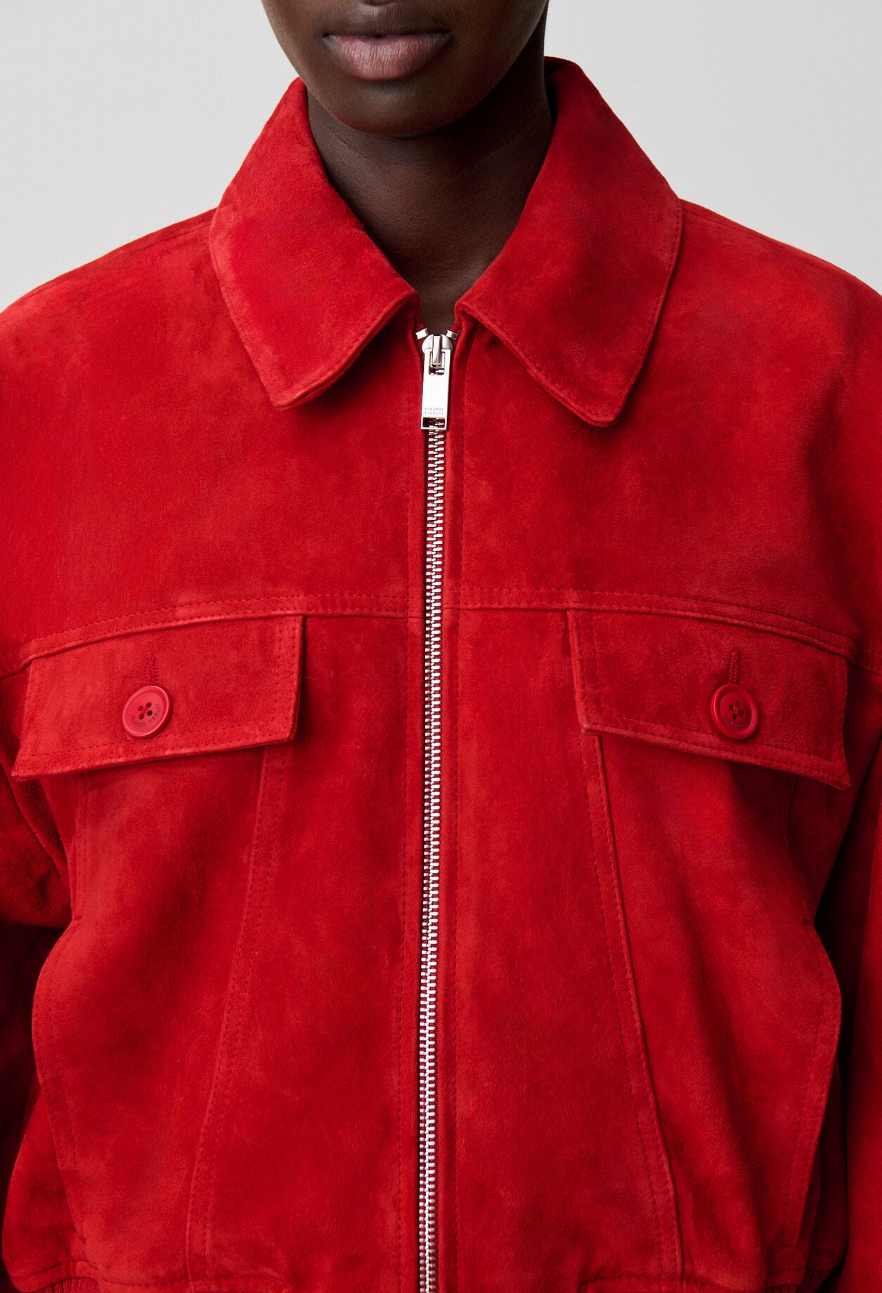 Veloursleder-Blouson, rot