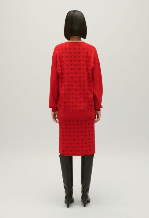 Jacquard-Cardigan in Rot