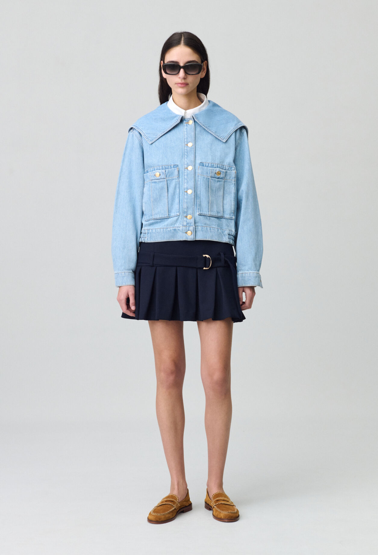 Jeansjacke mit großem Kragen