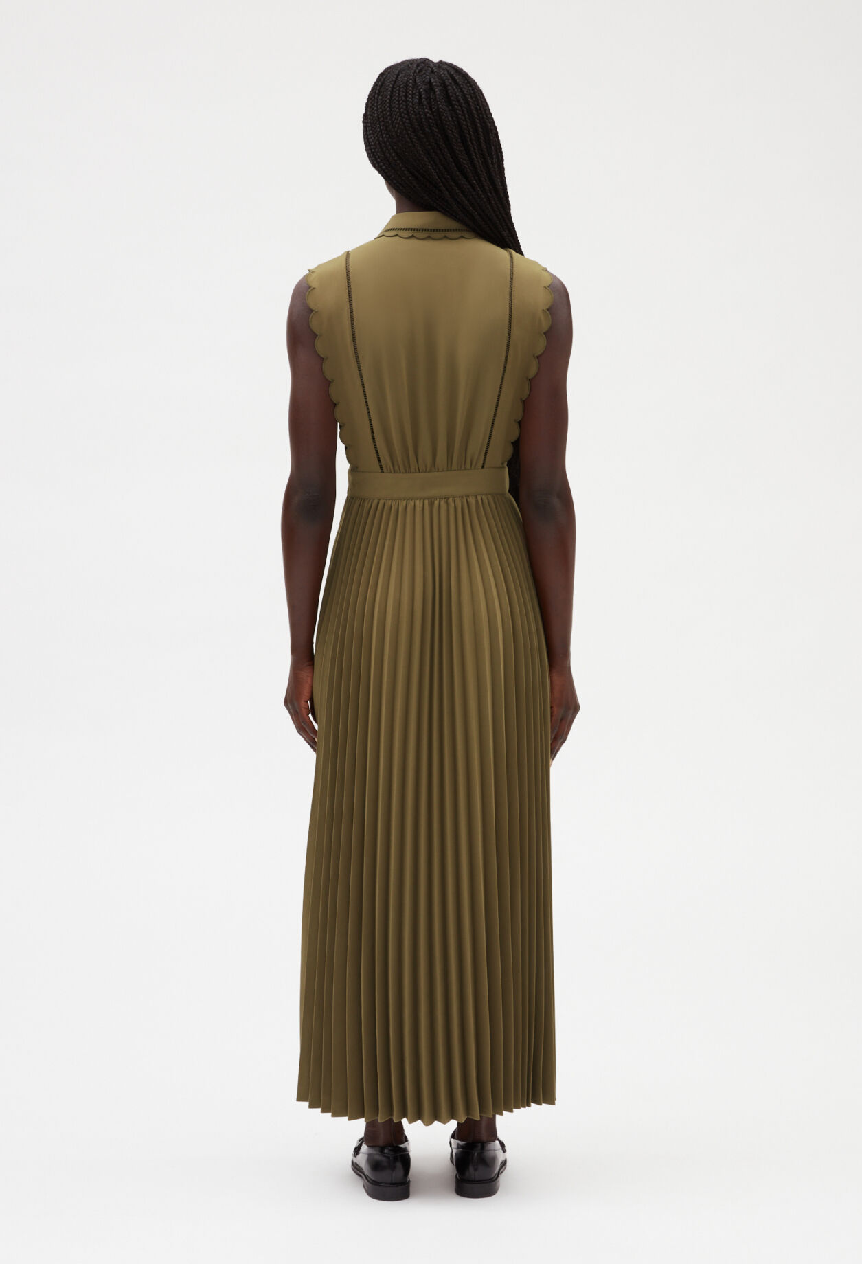 Langes fließendes Kleid in Khaki