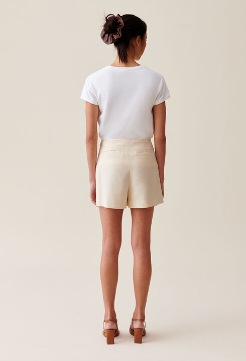 Ivoryfarbener Wickelrock-Shorts