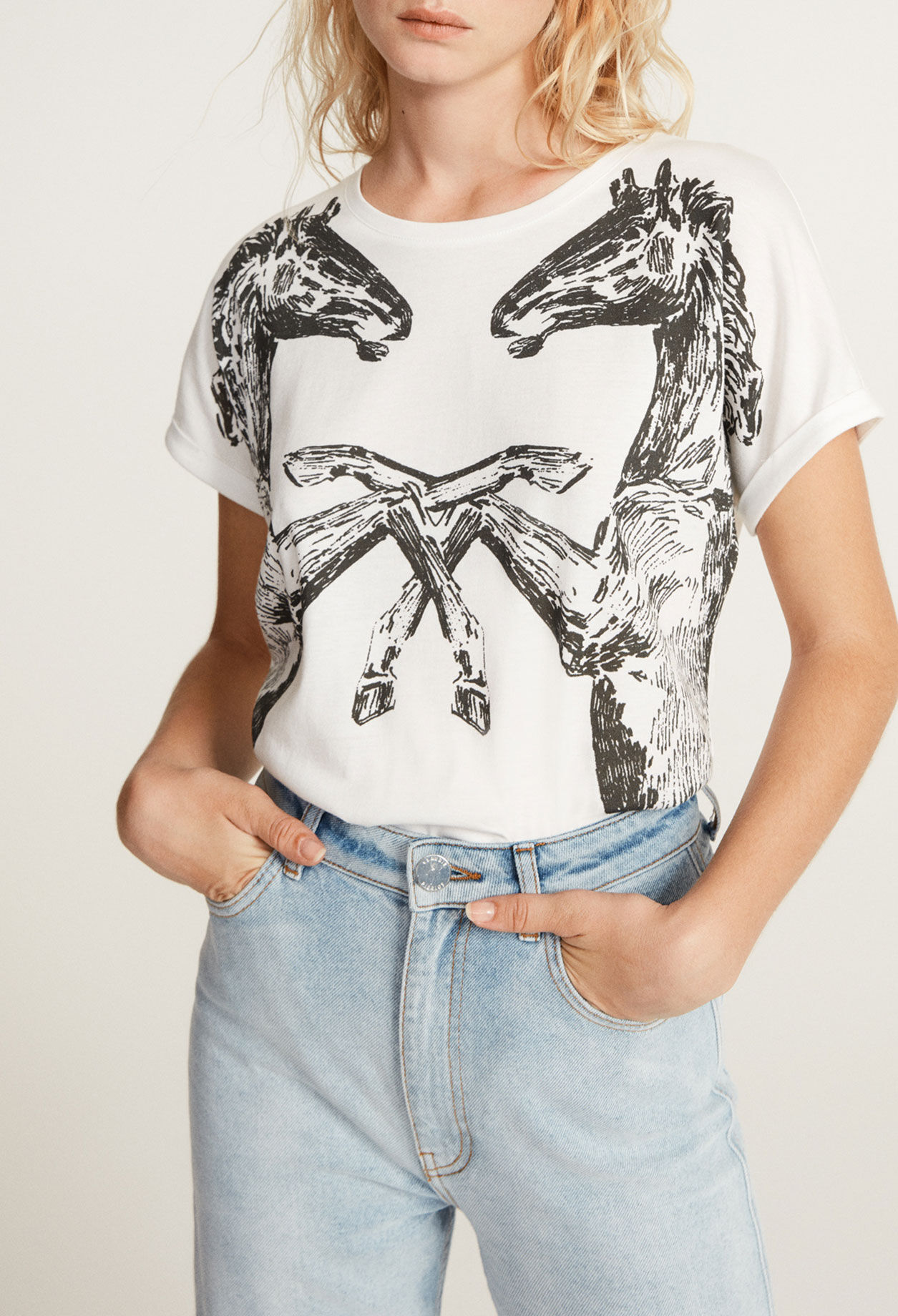 Weißes gemustertes T-Shirt