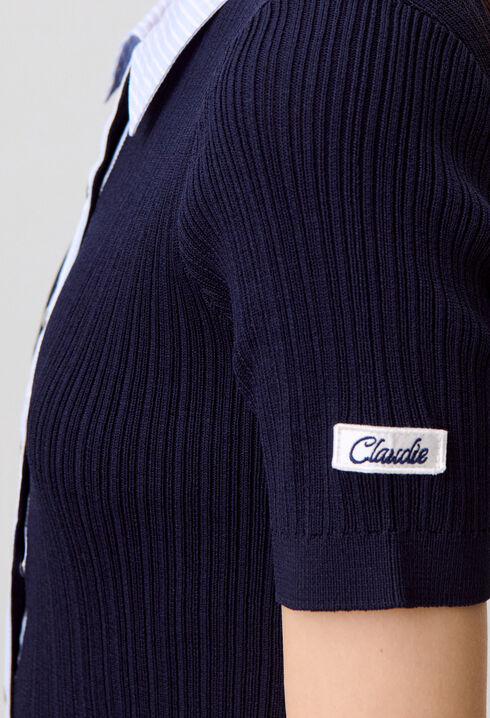 Gestreifter Cardigan, Materialmix