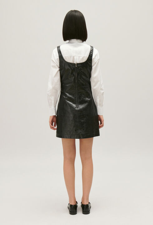 Kurzes Chasuble Kleid schwarzes Leder