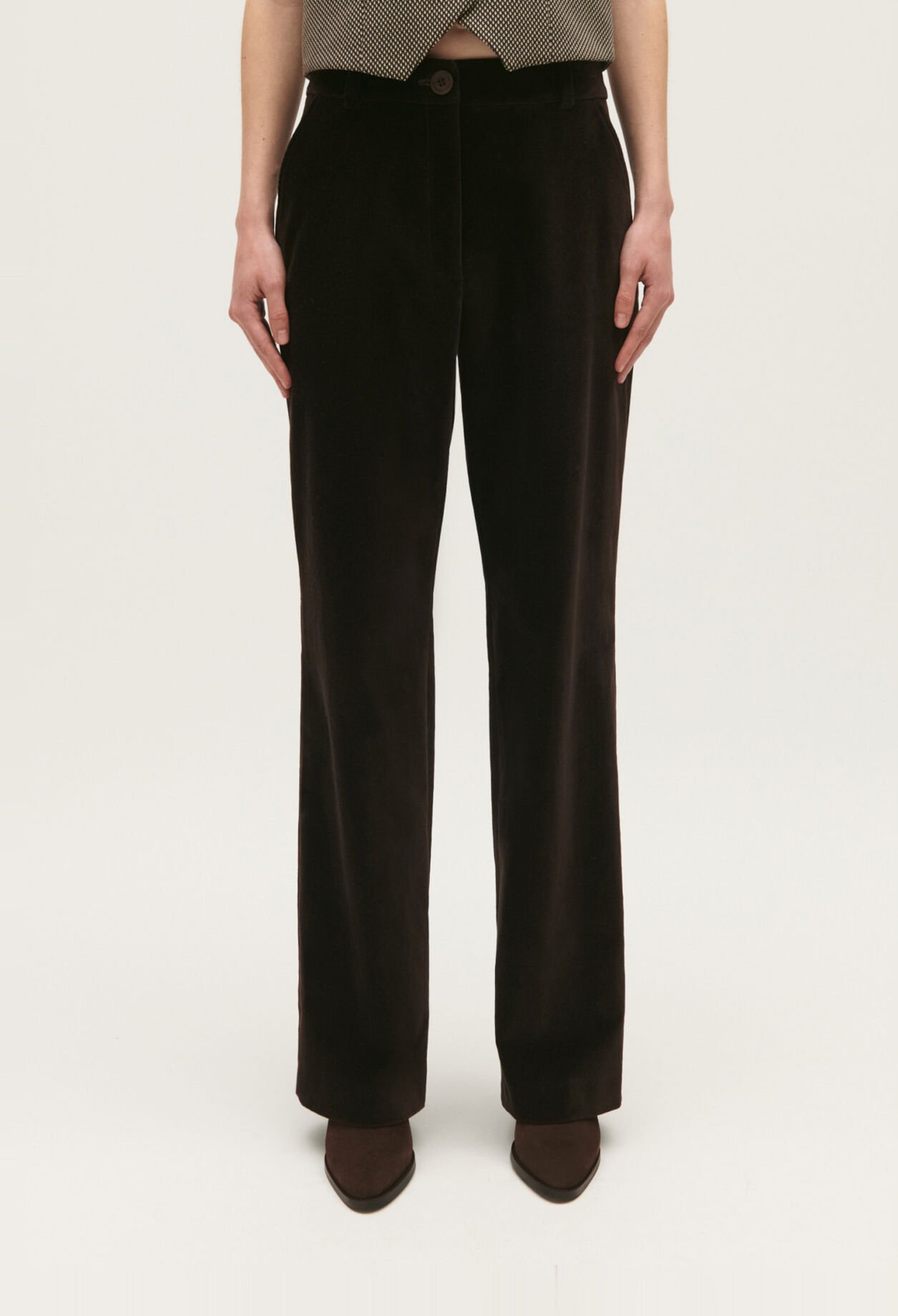 Schokoladenbraune Anzughose aus Velours