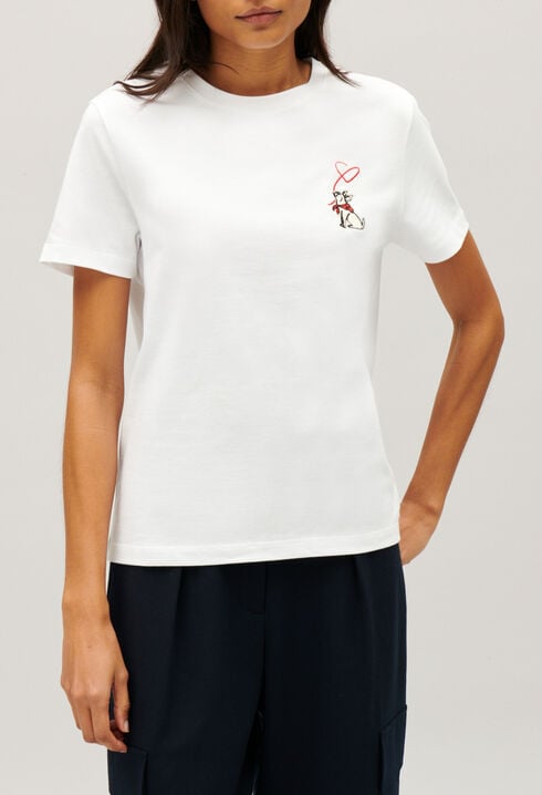 T-Shirt mit Jean Toto-Schriftzug Ecru