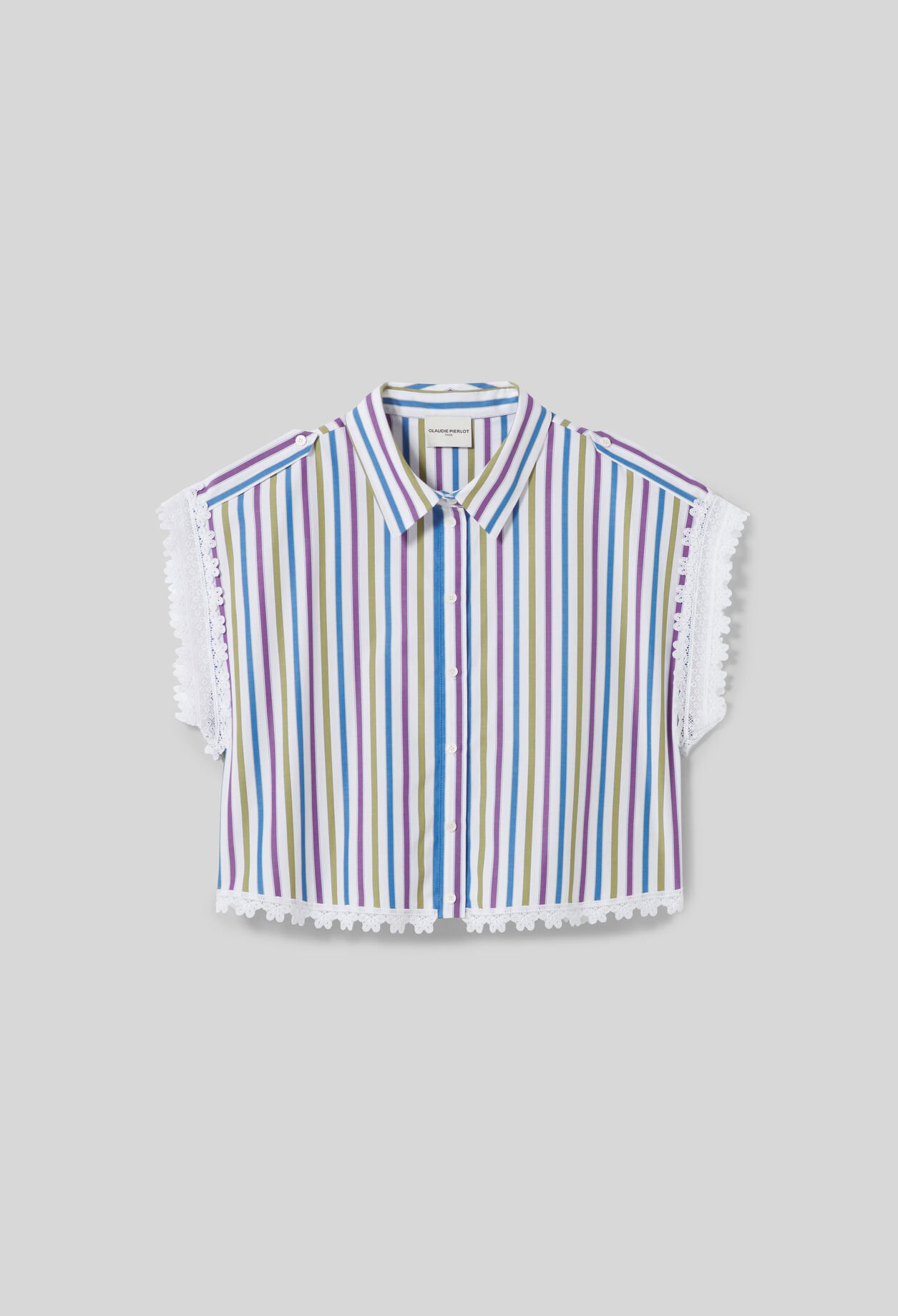 Gestreifte Bluse mit Spitze