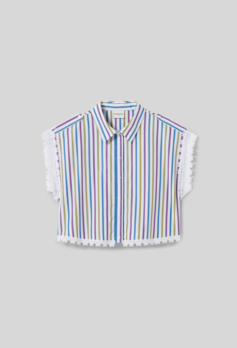 Gestreifte Bluse mit Spitze