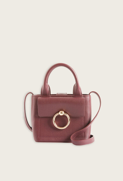 Mini-Narbenledertasche Anouck Bordeaux