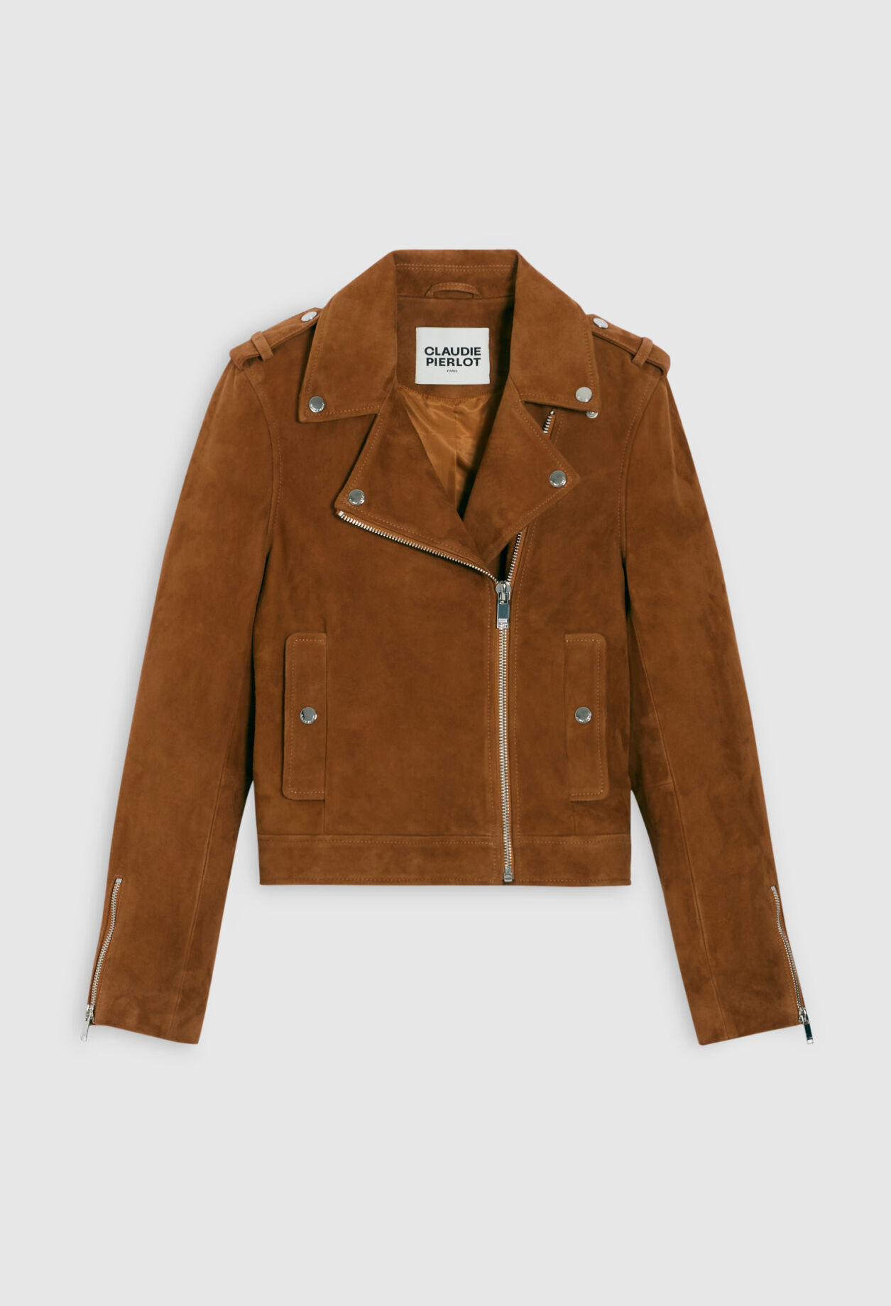 Blouson aus Veloursleder, camel