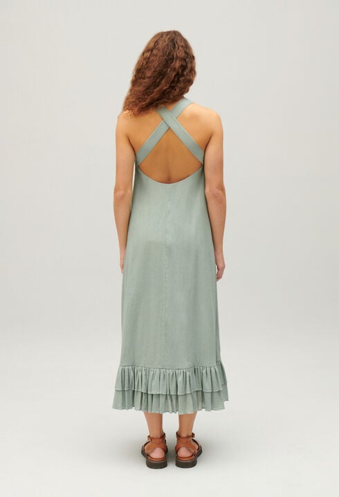 Midi-Kleid mit Volantbesatz
