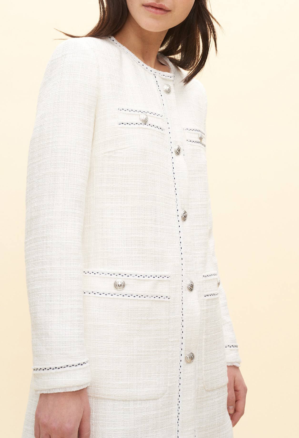 Lange Jacke im Tweed-Look