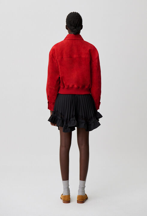 Veloursleder-Blouson, rot
