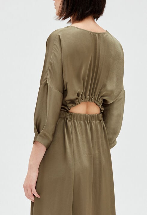 Midikleid aus Satin, khaki