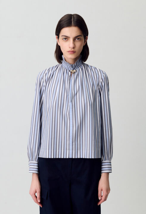 Gestreifte Bluse mit Kragen