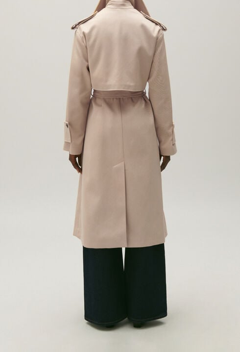 Langer Trenchcoat aus Baumwolle Beige 