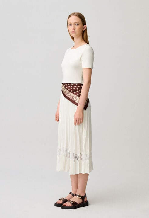 Twist Zweifarbige Midikleid  elfenbein