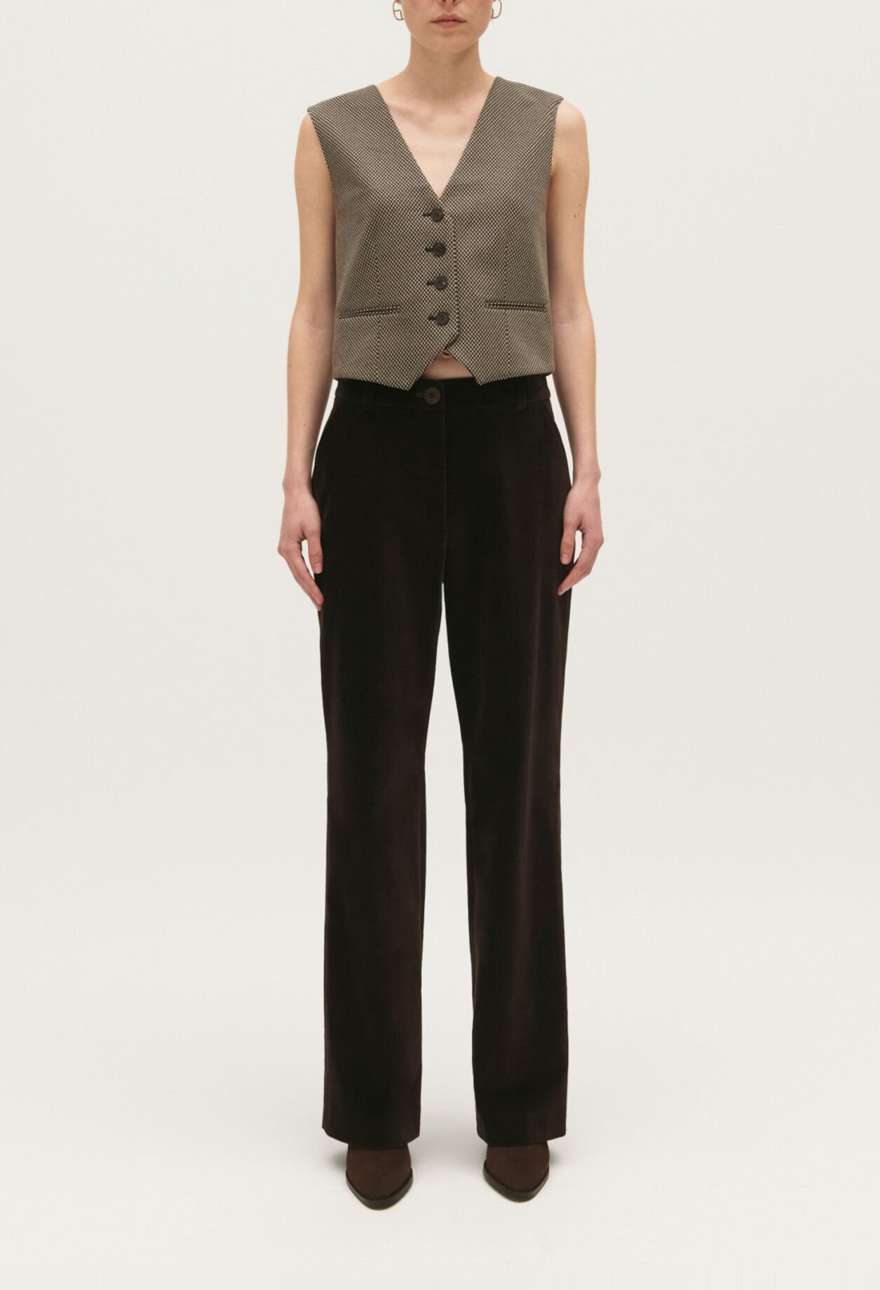 Schokoladenbraune Anzughose aus Velours