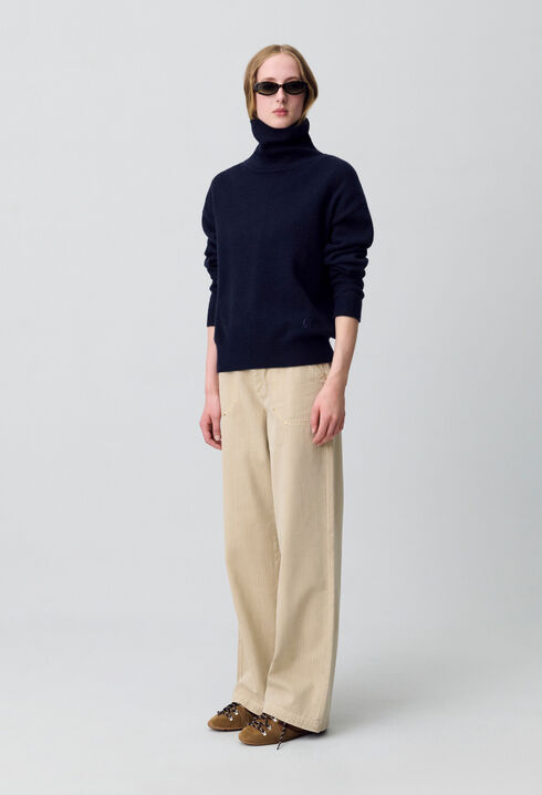Marineblauer Kaschmirpullover