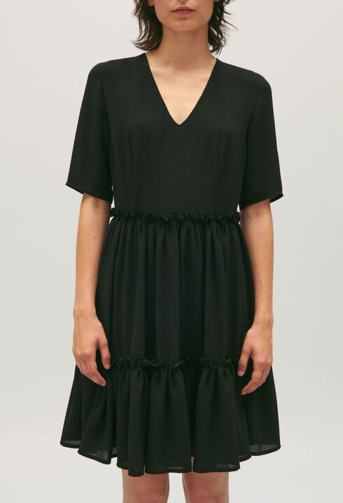 Kurzes Volant-Kleid schwarz