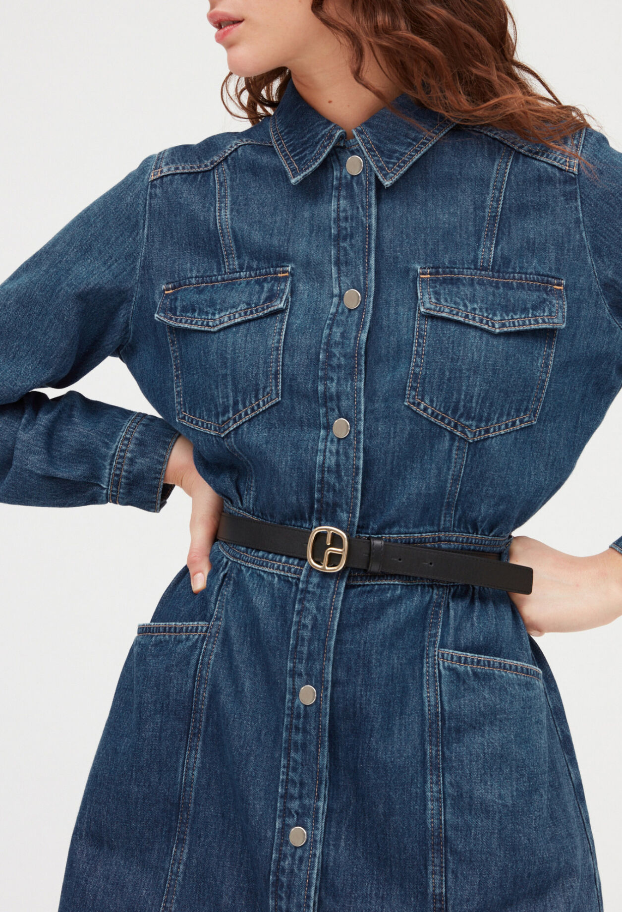 Kurzes Jeanskleid in Mid Blue