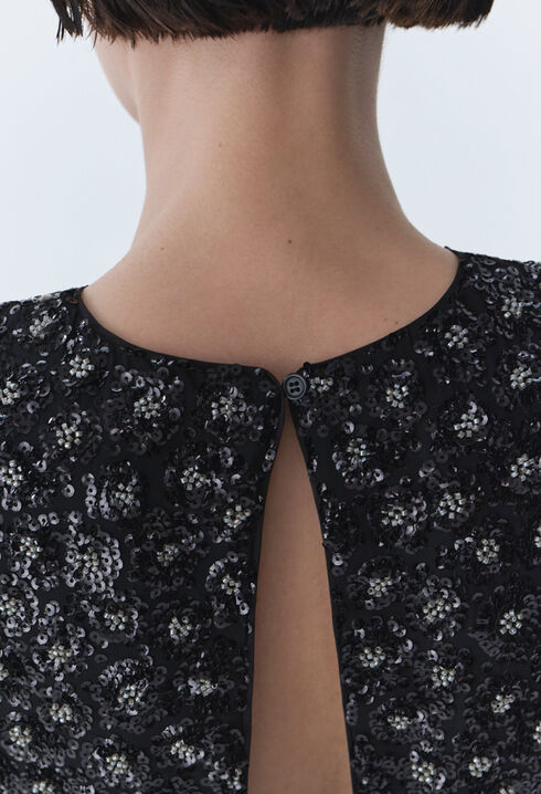 Schwarzes Top Paillettenstickerei