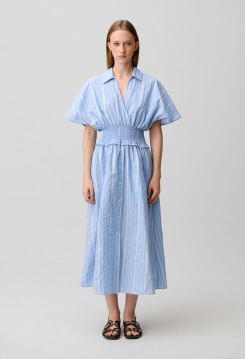 Gestreiftes Kleid in Wickeloptik