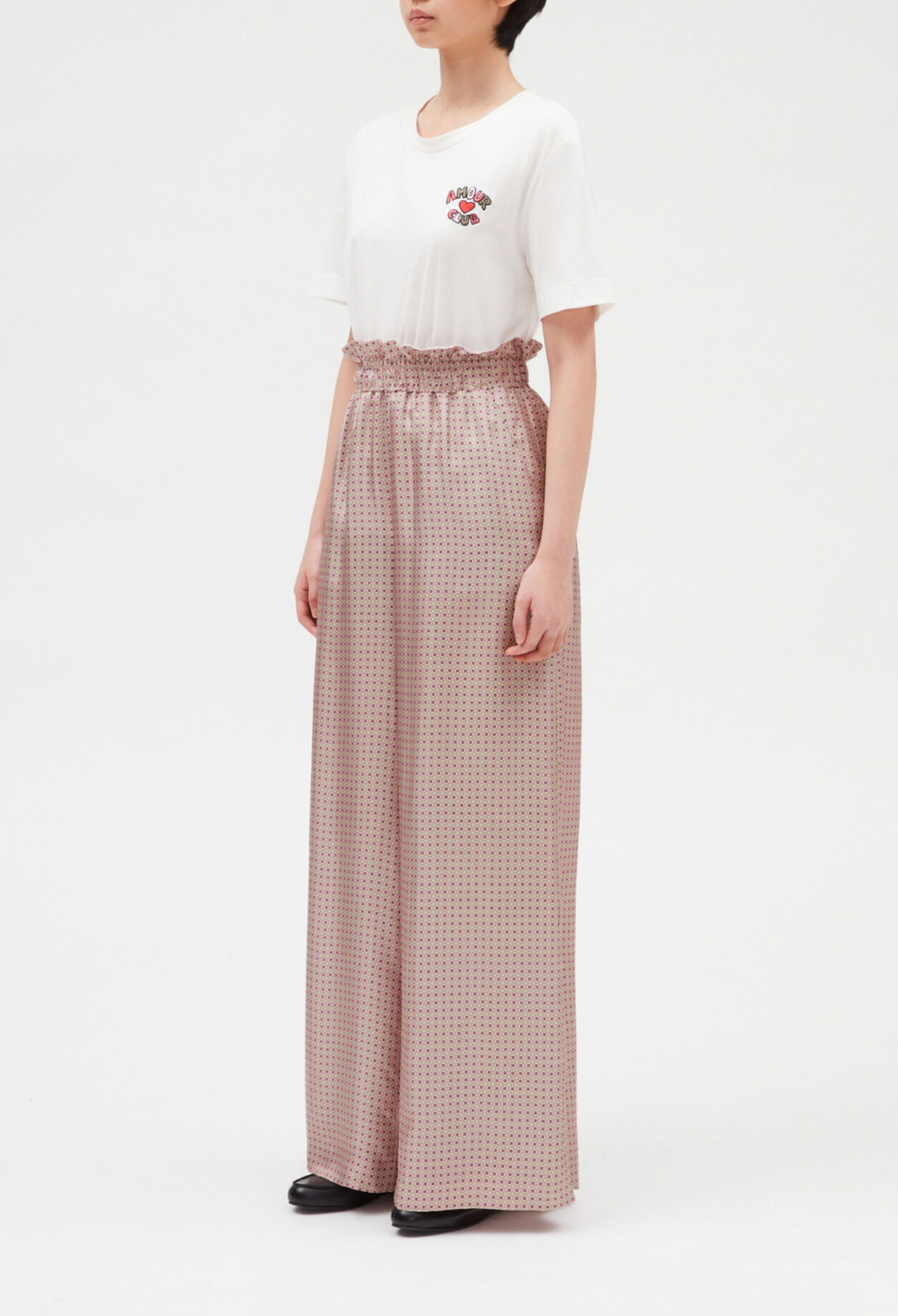 Weite Seidenhose, rosa