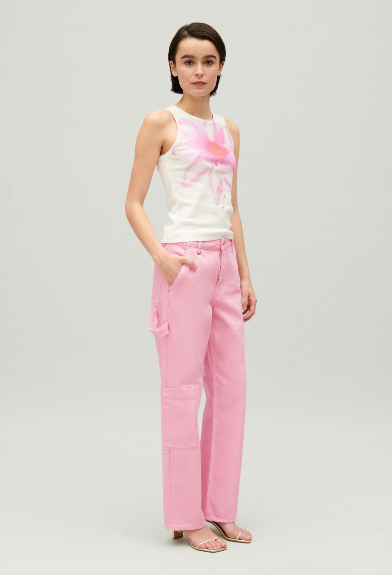 Pierre Cargo Straight Leg Jeans Rosa