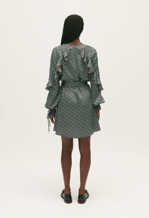 Fließendes ausgestelltes Kleid mit Print
