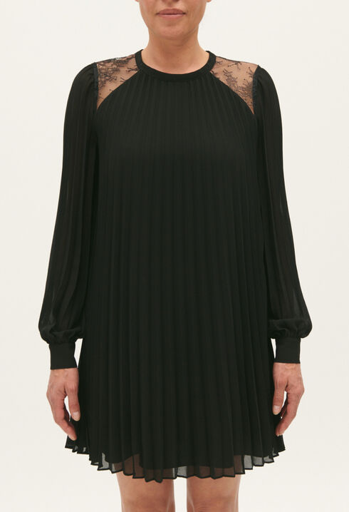 Kurzes plissiertes Kleid schwarz