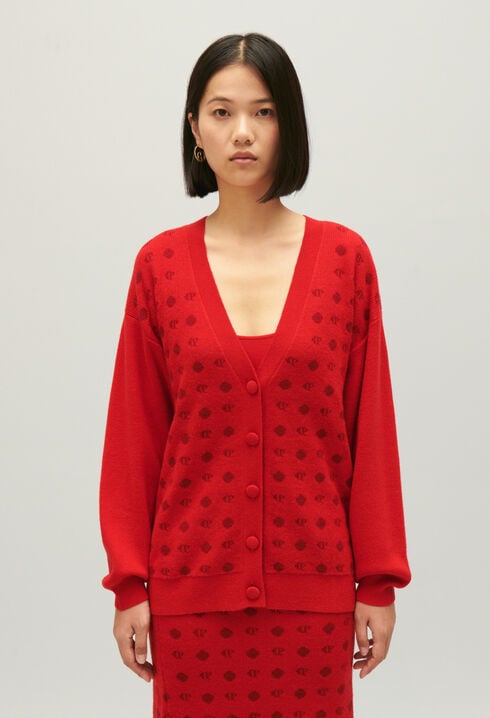Jacquard-Cardigan in Rot