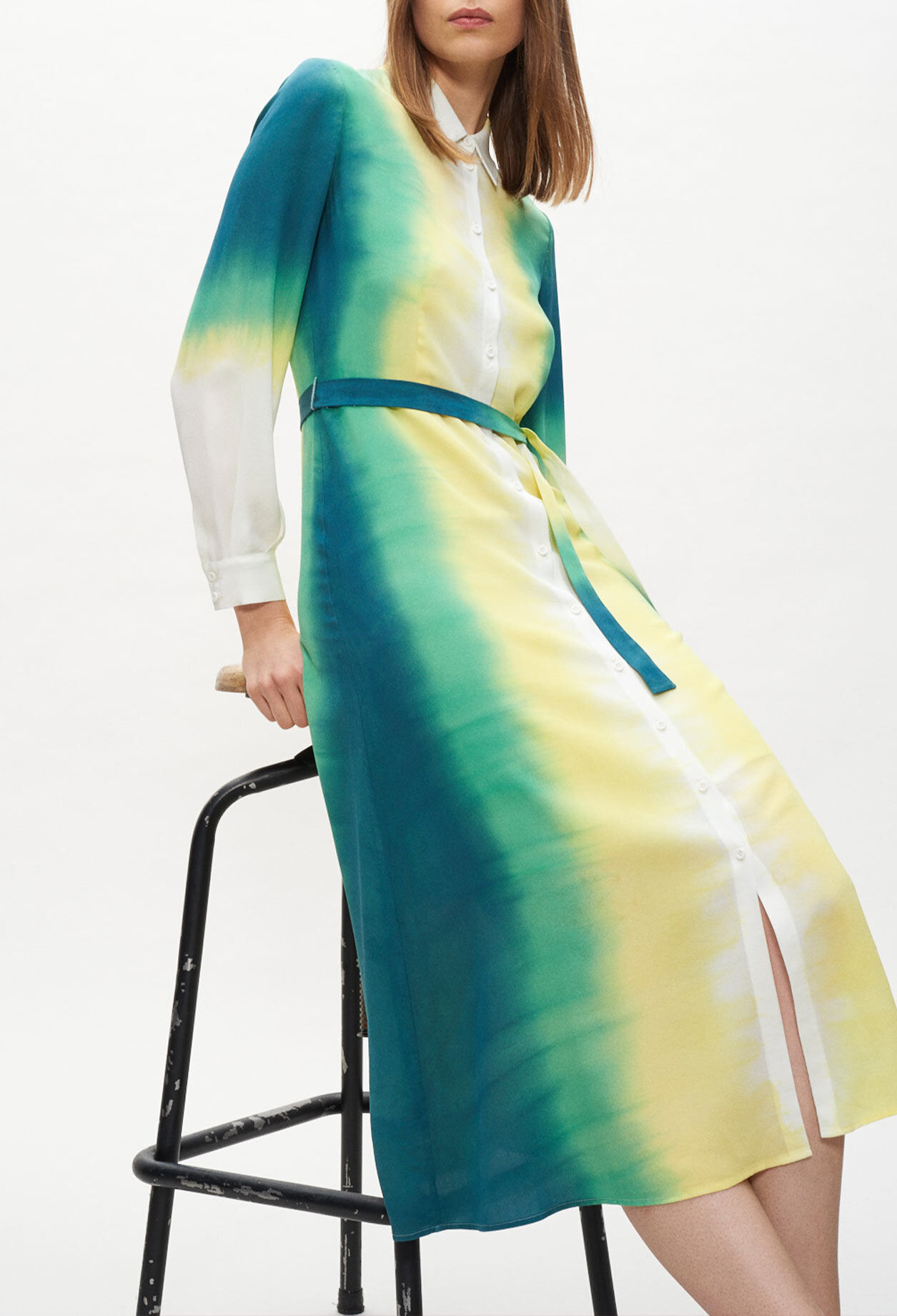 Langes Hemdkleid mit Print tie & dye