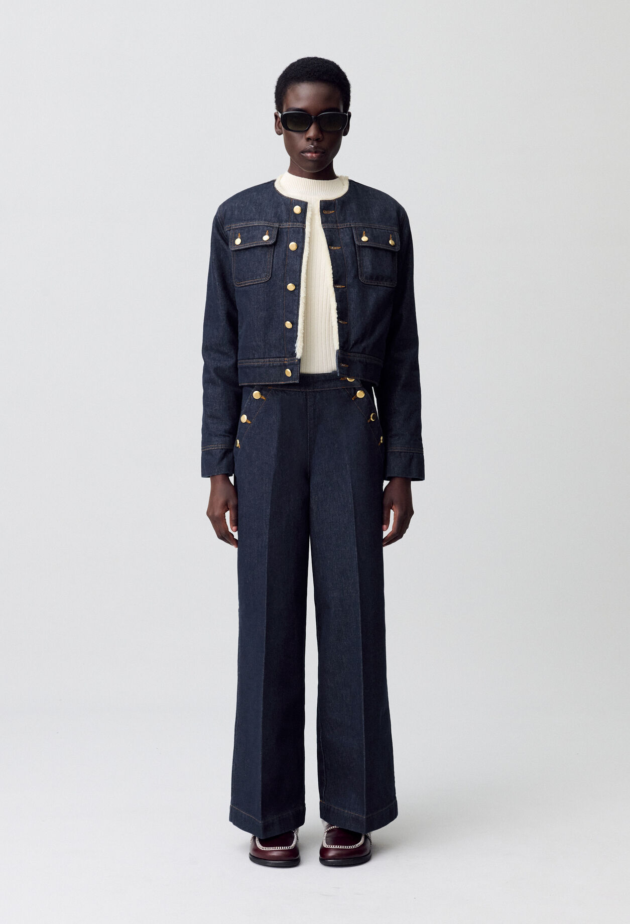 Jeansjacke mit Kunstfell