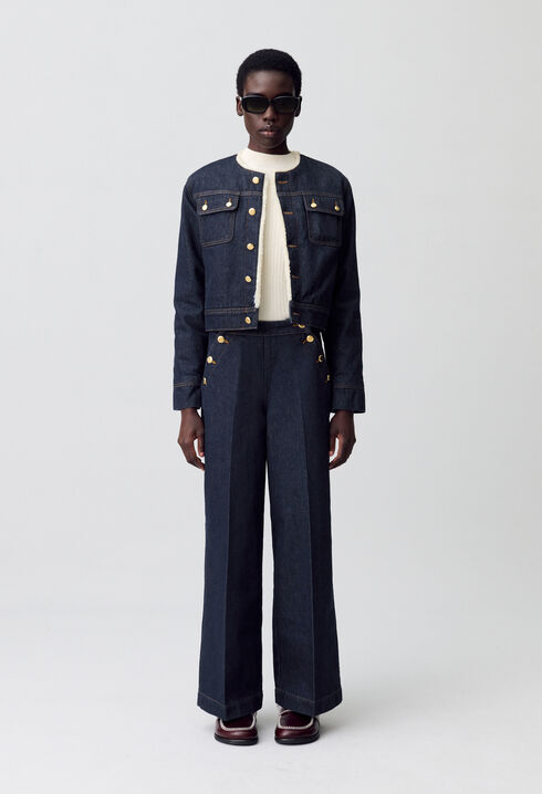 Jeansjacke mit Kunstfell