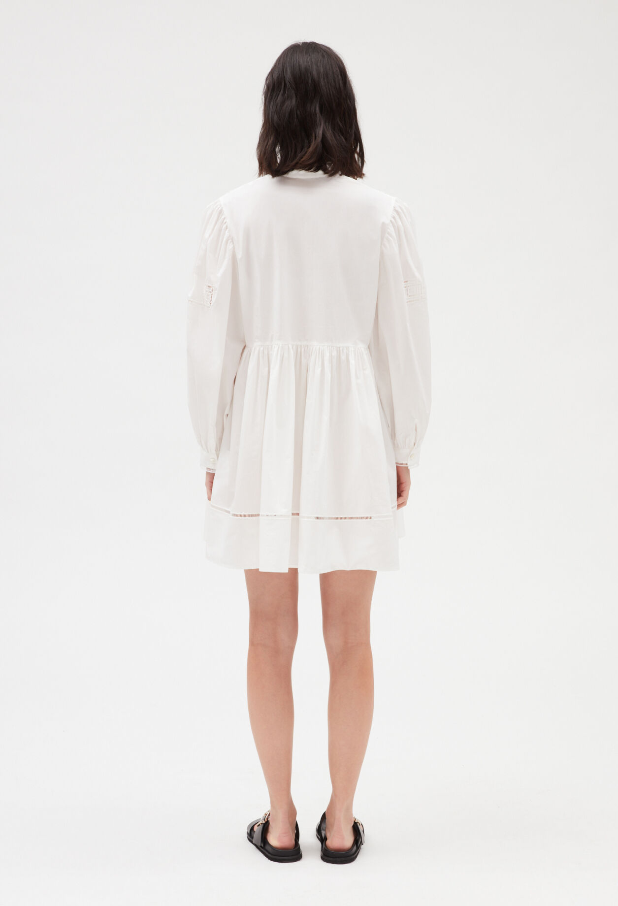 Kurzes, besticktes Baumwollkleid, weiß