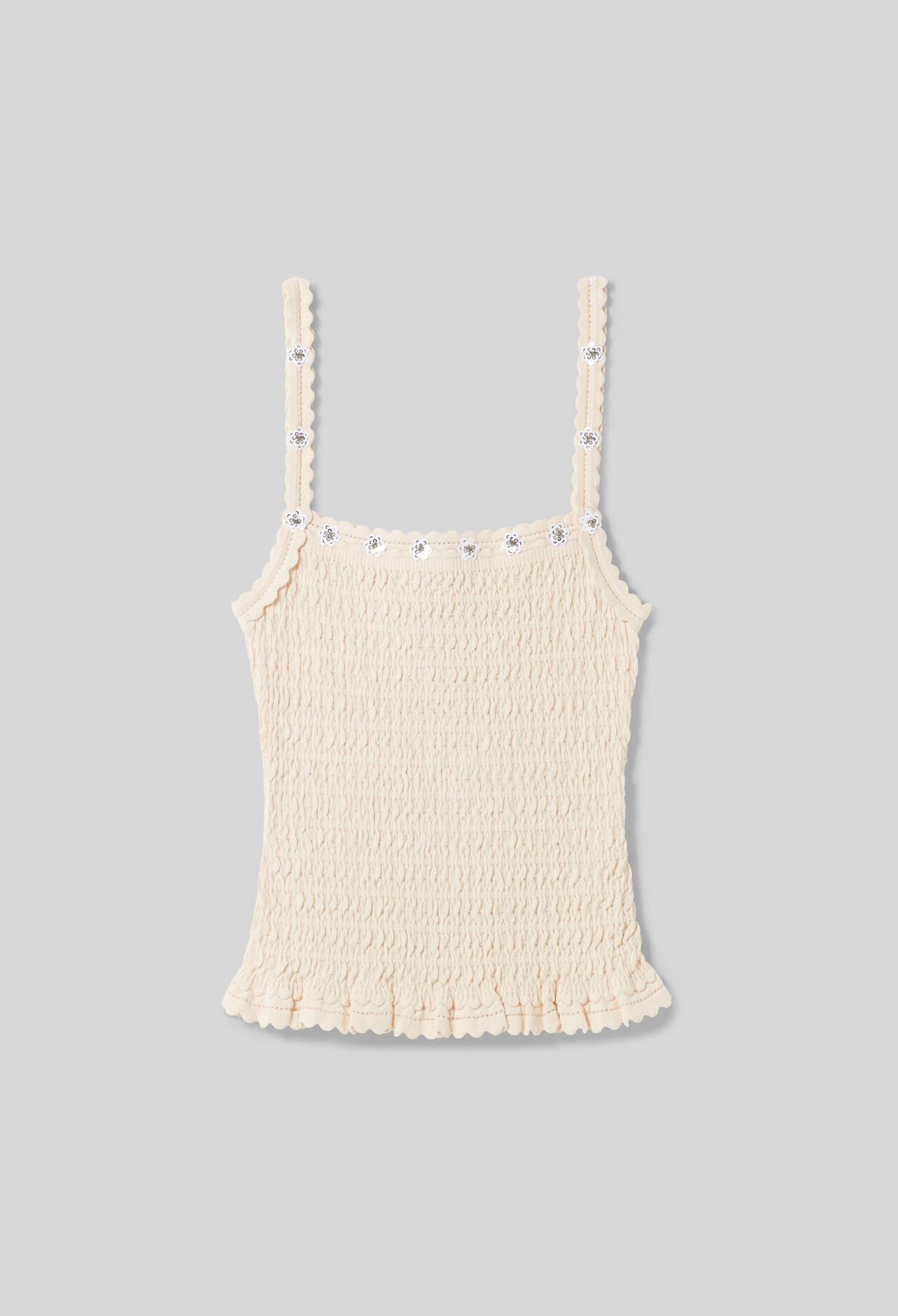 Top mit Blumenstickerei