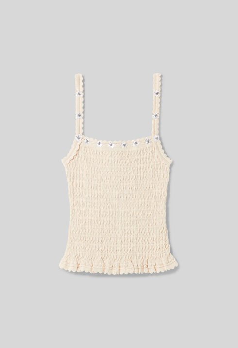 Top mit Blumenstickerei